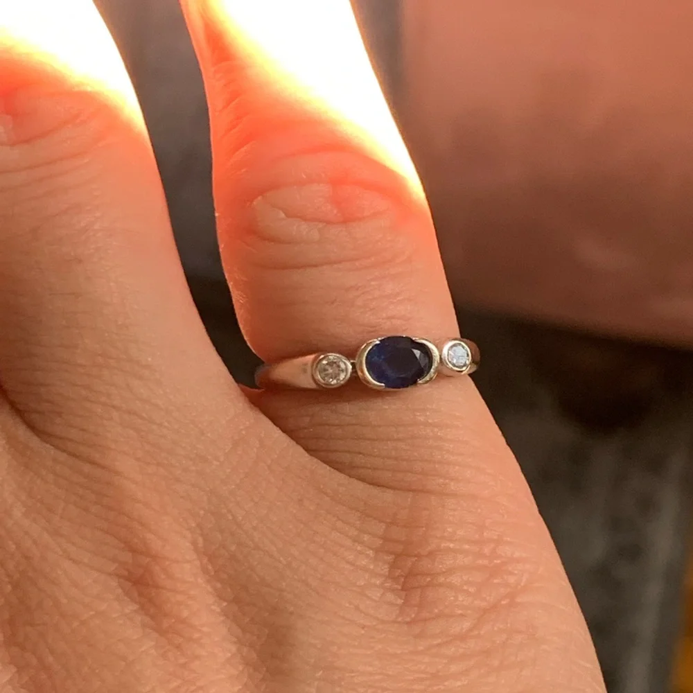 14k Kashmir Sapphire and Diamond Ring - Picture 9 of 13